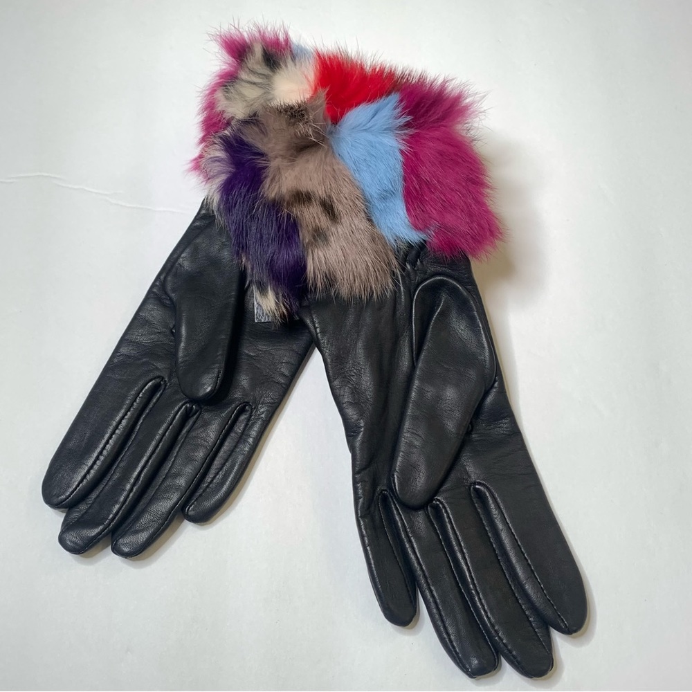 Lord & Taylor Genuine Leather & Fur Womens Gloves - Picture 3 of 4